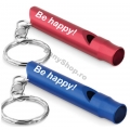 Breloc fluier metalic, Be happy! Breloc fluier metalic, Be happy!